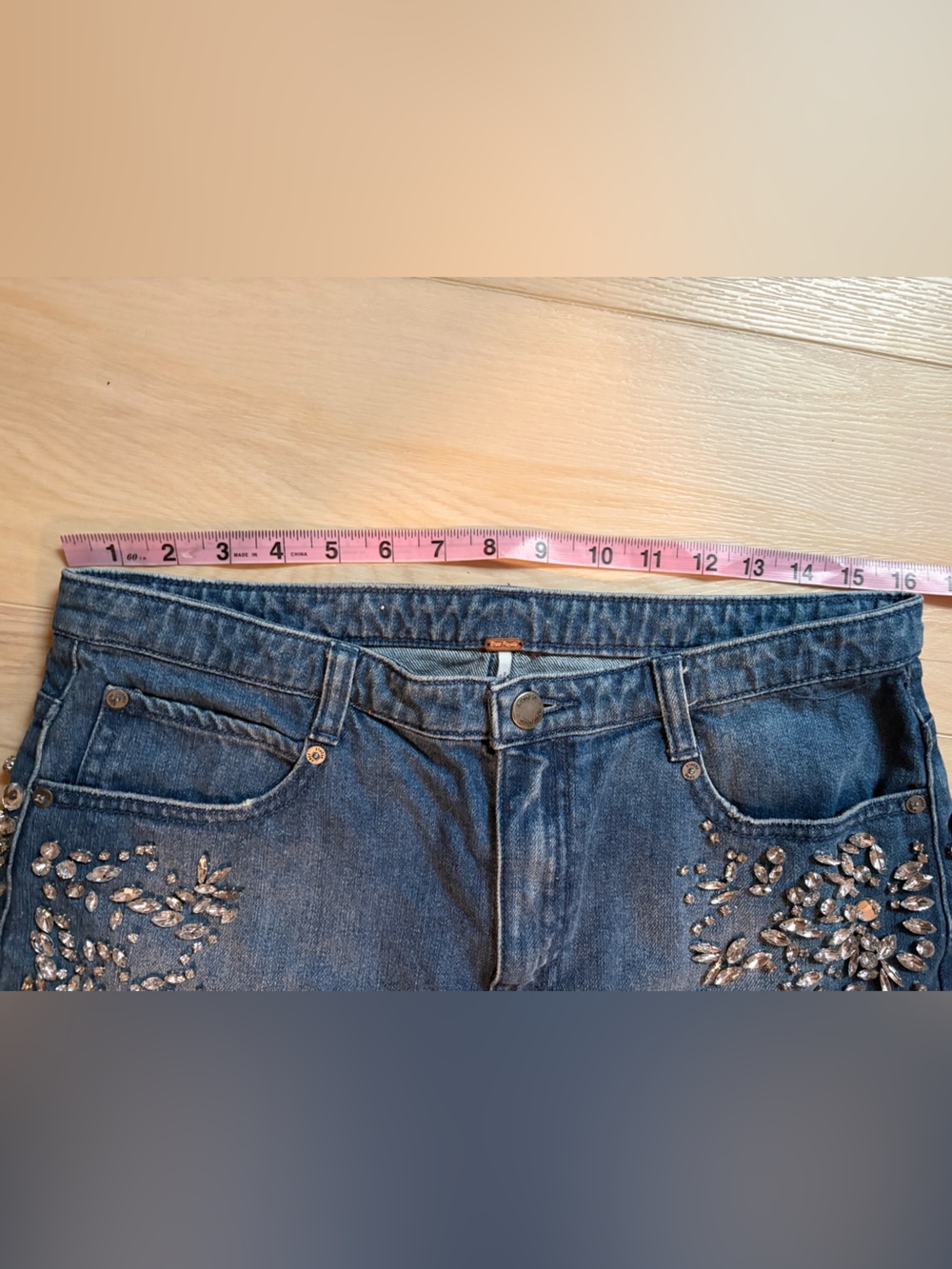 Embellished Dark Blue Denim Mini Skirt - Picture 4 of 6